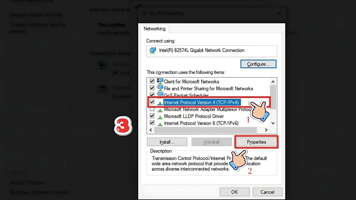 Instructions to change DNS 8.8.8.8 on Windows